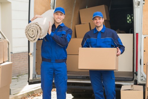 Packed boxes and moving equipment for a South London relocation